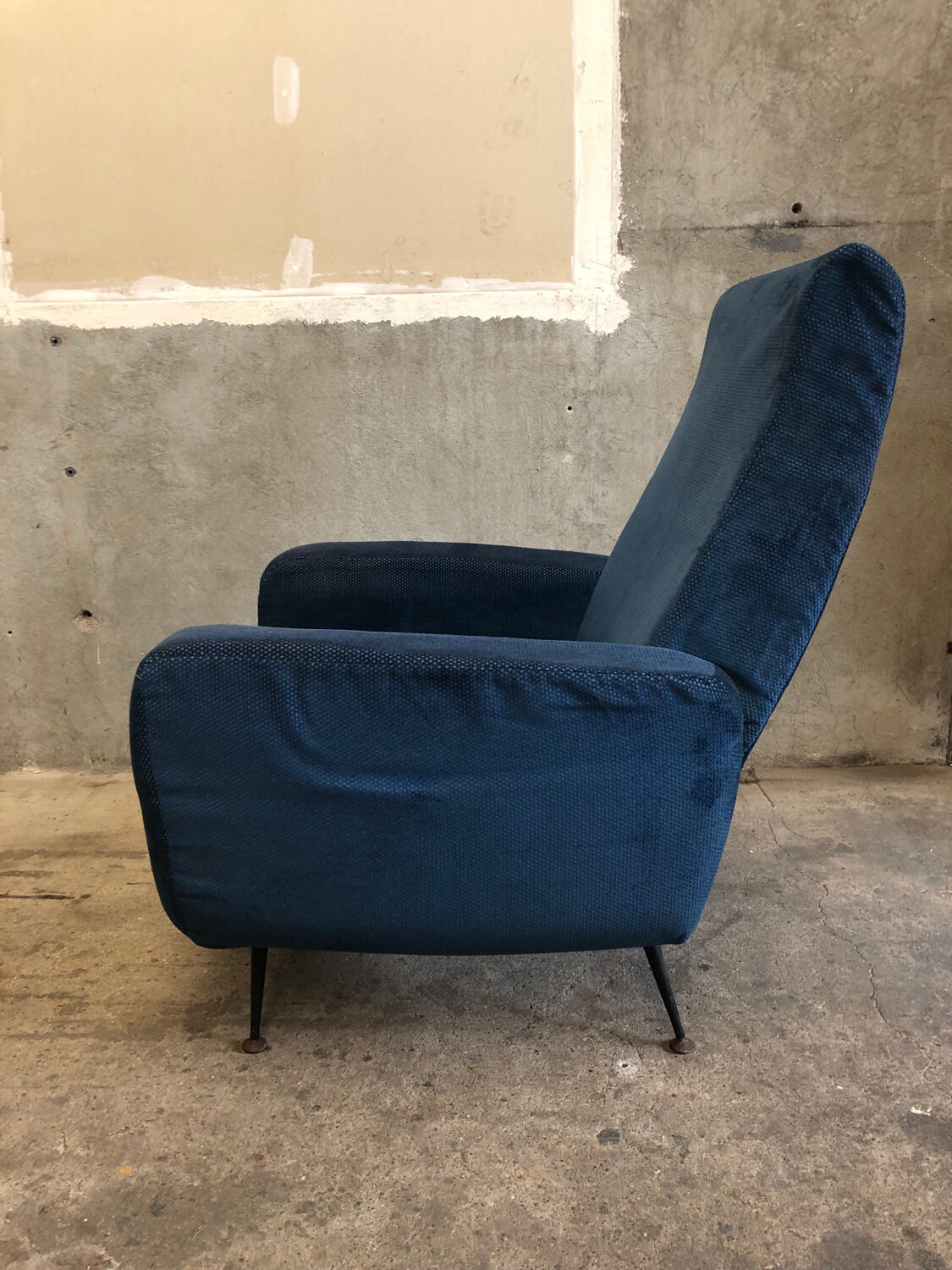 Vintage Italian Blue Armchair circa 1950