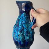 Vintage Vallauris pitcher vase in deep blue glazed ceramic, art piece