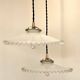 Pair of serrated opaline bistro pendant lights