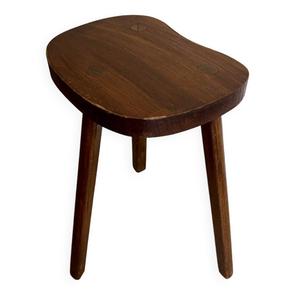 Tabouret tripode haricot en bois n°1