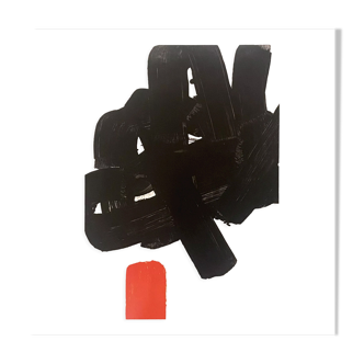 Pierre Soulages affiche représentant la lithographie #24b, édition Musée Soulages Rodez vers 2020