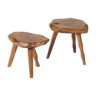 Pair of brutalist tripod stools 1950s