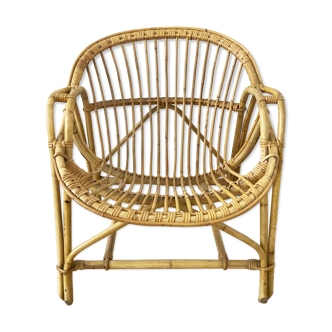 Fauteuil coquille rotin 1968