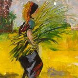 Old painting, oriental landscape, signed M Gourloo 20th century