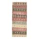 1970s Vintage Turkish Oushak Handmade Wool Cotton Pink Runner Rug 107x255
