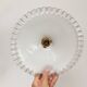 Pair of vintage white opaline pendant lamps with serrated edges