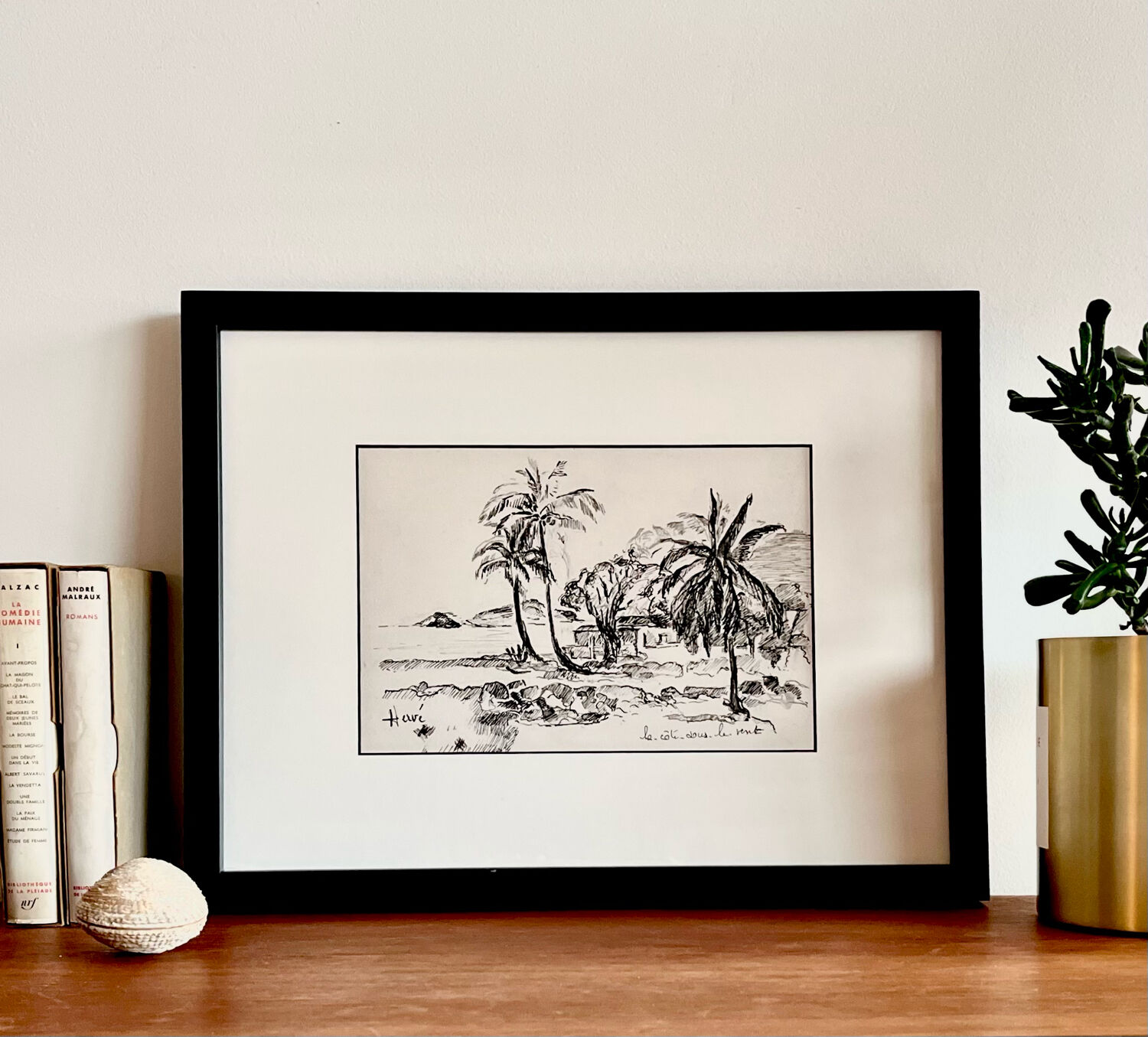 Ink drawing, The leeward coast, Jeannine Hervé