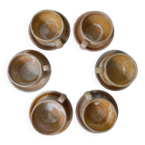 6 tasses en grès avec soucoupes vintage