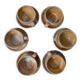 6 vintage stoneware cups with saucers