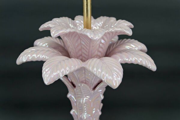 Lampe Palmier en céramique rose nacrée, Italie, circa 1960