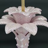 Palm tree lamp in pearly pink ceramic, Italy, circa 1960