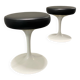 2x Eero Saarinen Tulip Stools black leather Knoll