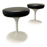 2x Eero Saarinen Tulip Stools black leather Knoll