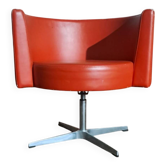 Orange leather armchairs with aluminium cross legs vintage #knoll#vitra#lex