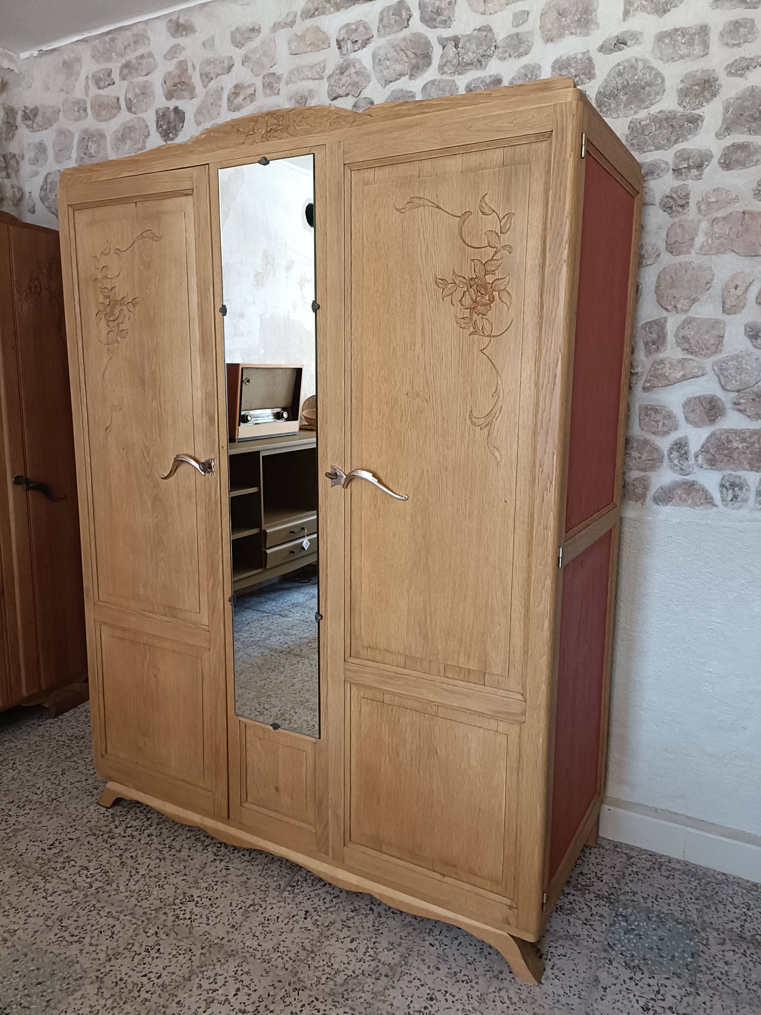 Renovated Art Deco oak wardrobe