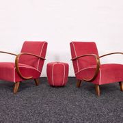 Fauteuils et tabourets Art Déco Jindřich Halabala H-530 années 1940, Up Závody