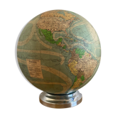 Luminous globe world map in glass Perrina vintage 60s