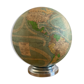 Luminous globe world map in glass Perrina vintage 60s