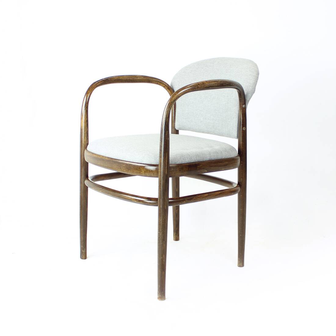 Curved wooden armchair, Czechoslovakia, 1950s