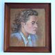 Old painting - Oil on cardboard - portrait of a woman