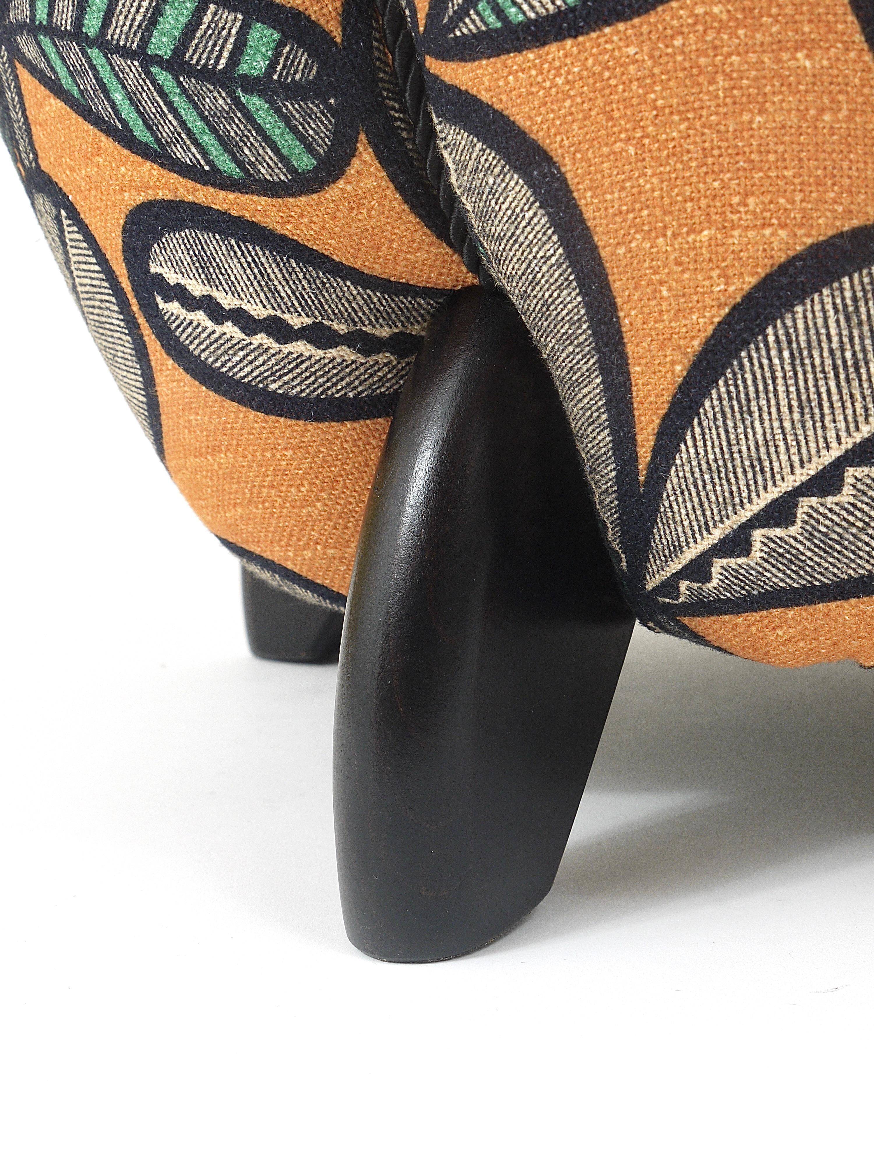 up to 3 Art Deco stools by Jindrich Halabala, leaf pattern, pouf, ottoman, 1930s