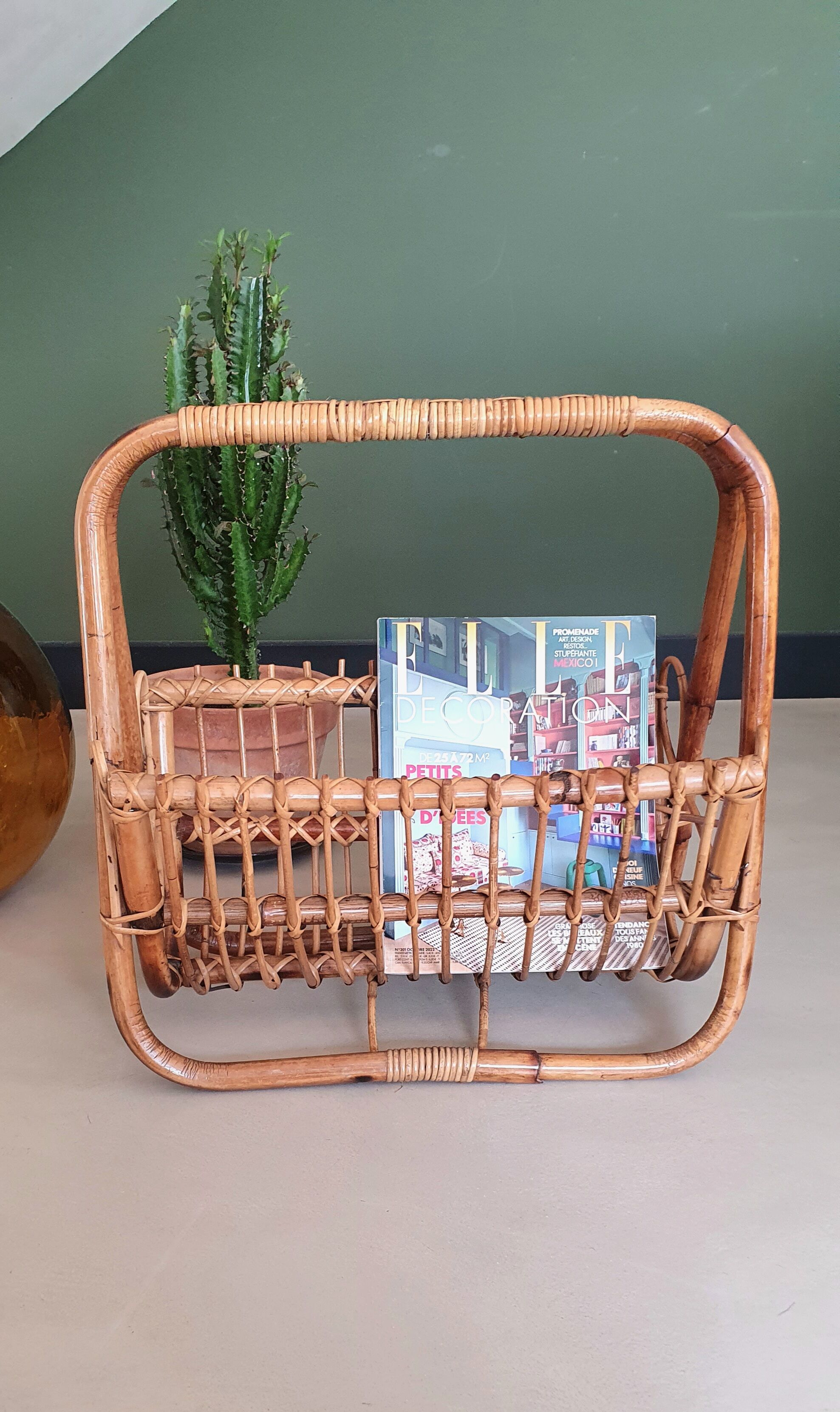Rattan magazine holder, 1960