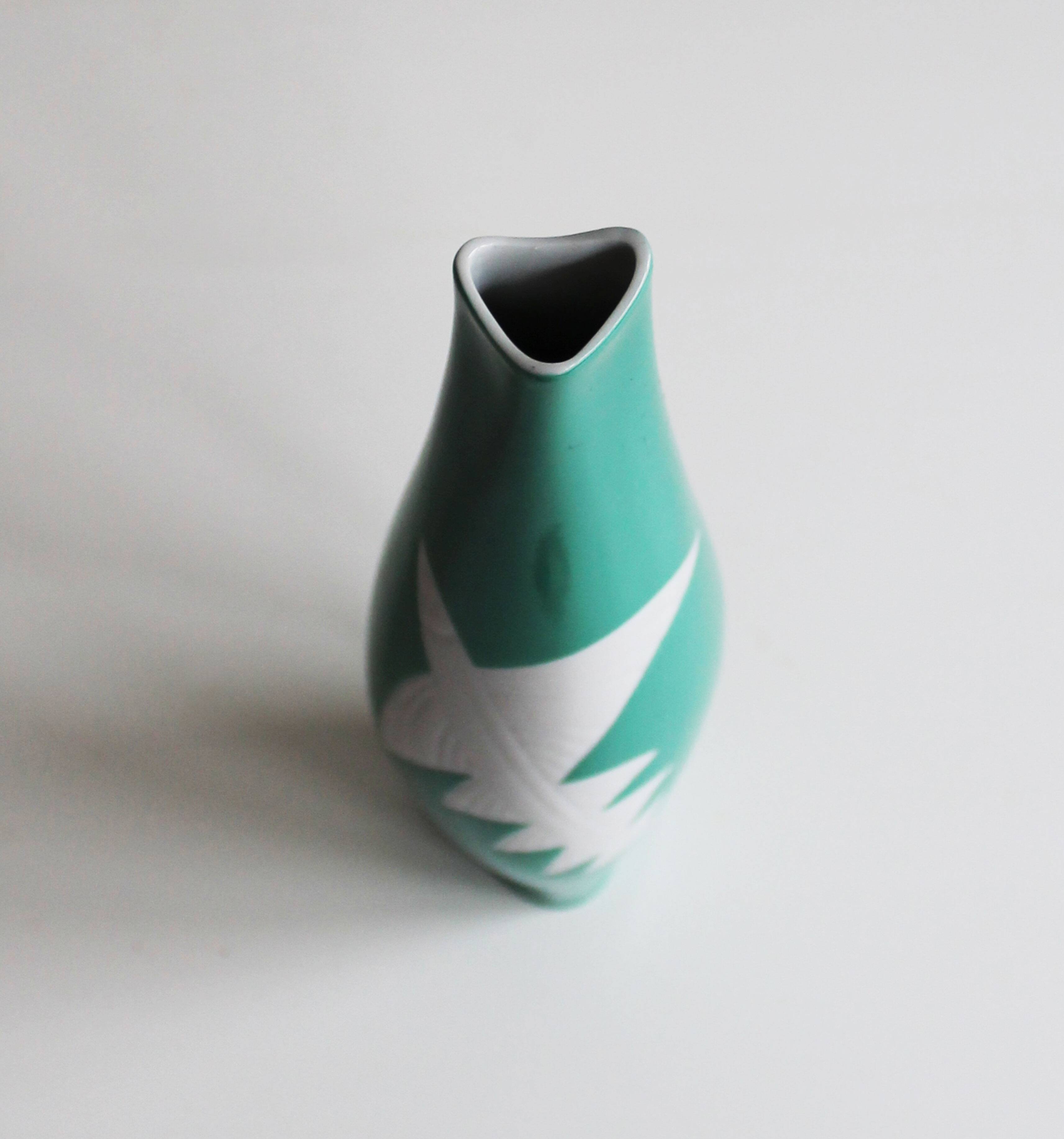 1960s Green Ceramic Vase by Jaroslav Jezek for Royal Dux