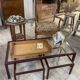 Tables gigognes métal laqué bordeaux, laiton et verre biseauté, France 1950s