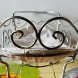 Metal doll's bed on vintage casters