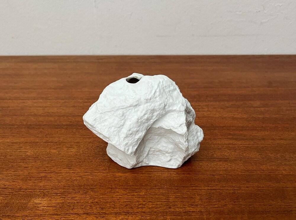 Vintage white porcelain rock vase from KPM Royal Porcelain, 1970s.