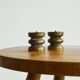 Brutalist pair of patinated bronze candle holders, 1960s