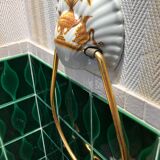 VINTAGE SHELL WASHBASIN SET PORCELAIN OF PARIS SHELVES BASIN AND TOWEL RACK