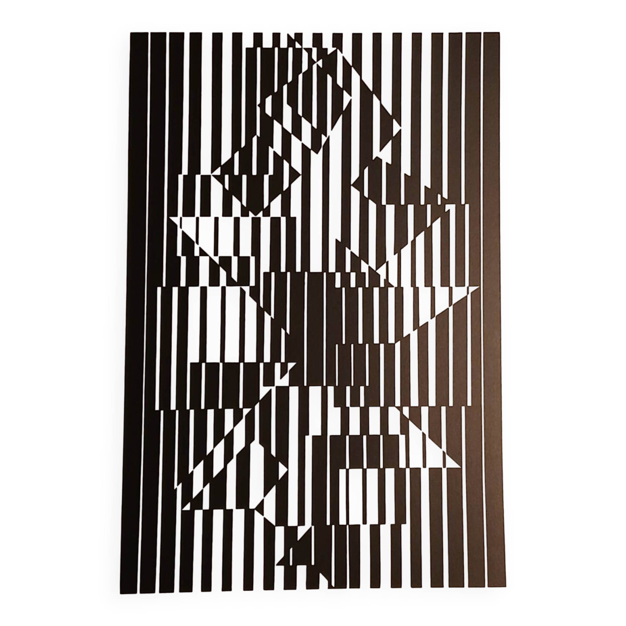 Vintage screen print by Victor Vasarely circa 1970, after a linear work