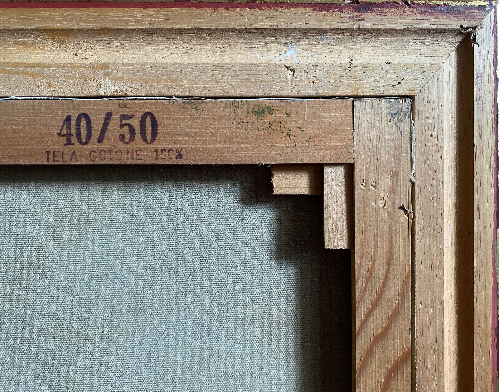 Table HST "Landscape at the river" signed ec. Italian with frame