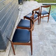 Set of 4 Scandinavian chairs by Johannes Andersen, Vamo Sonderborg, teak and imitation leather, 1960