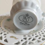 Porcelain cup and cake plate with bird decor
