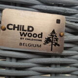 Child Wood brand rattan and wicker armchair in periwinkle blue