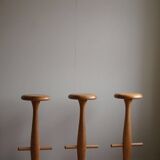 Set of 3 oak bar stools, mid-century Danish modern, Rainer Daumiller, 1960s.