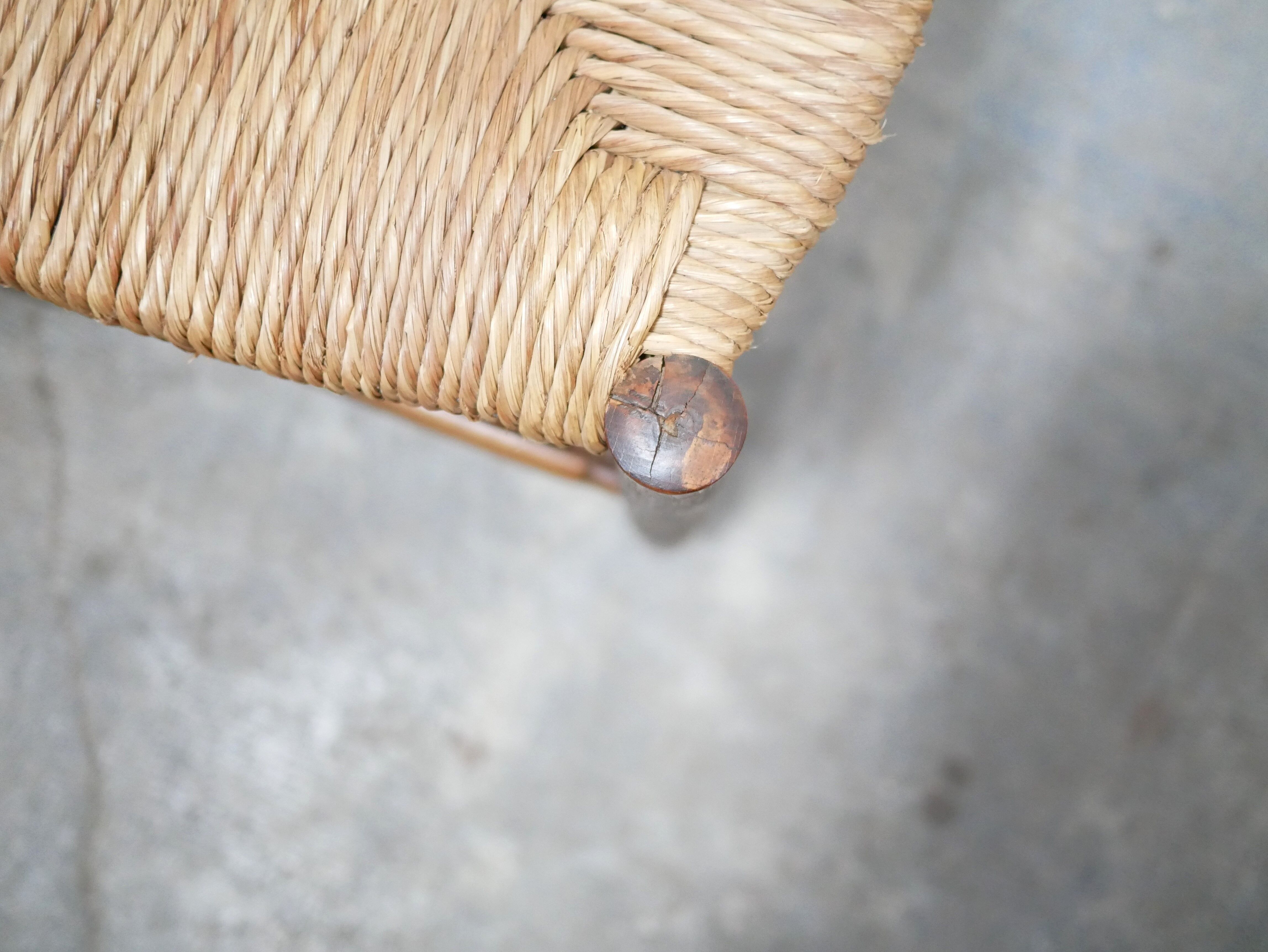 Chaise campagne paillée ancienne en bois
