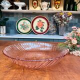 Plat rond creux Rosaline en verre rose