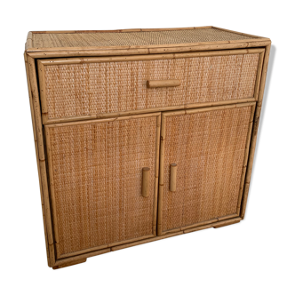 Mid century rattan bamboo sideboard