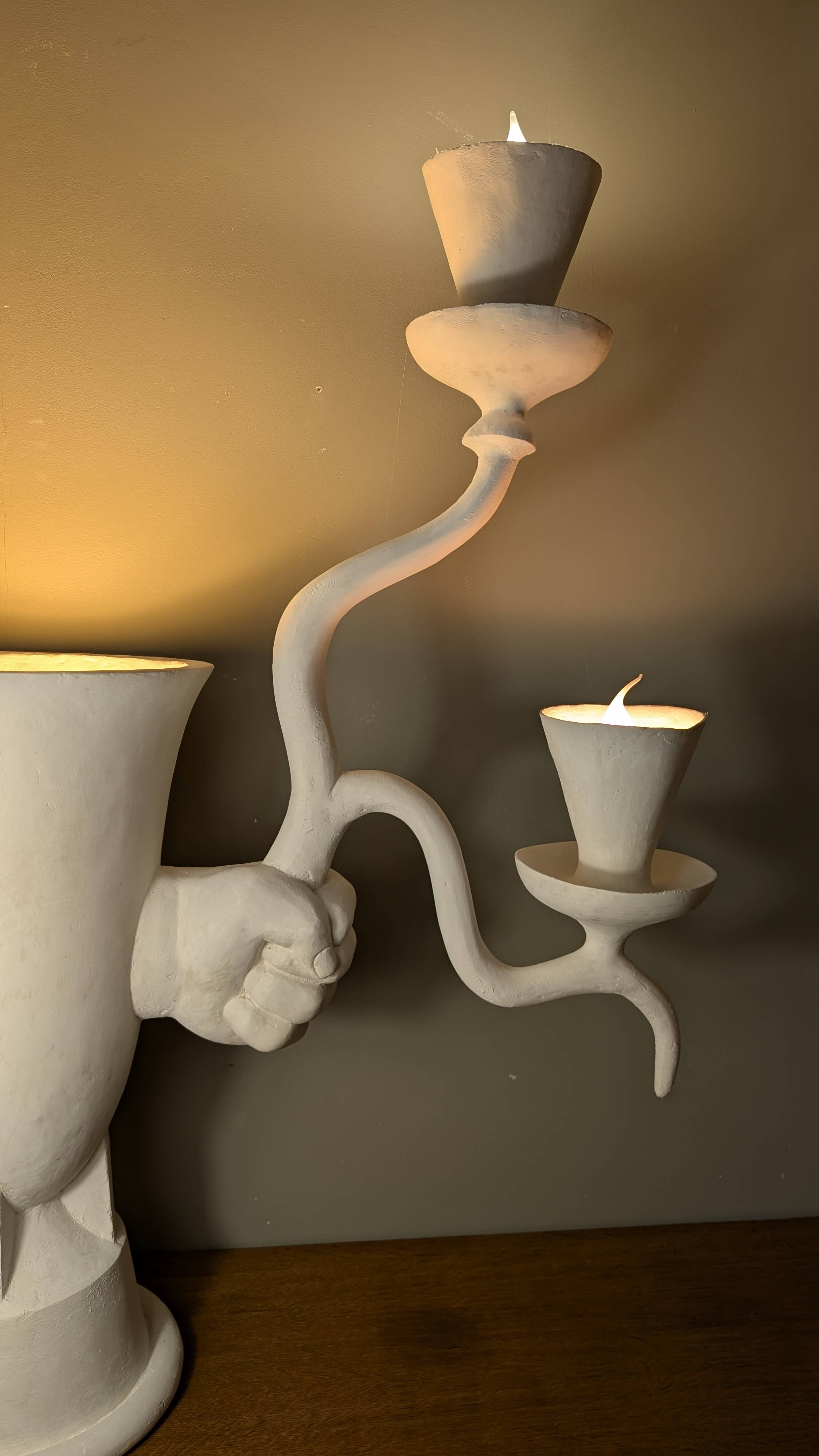 Lampe sculpture en plâtre