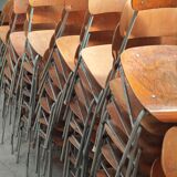 Set of 6 metal and wood school chairs  
Former Czechoslovakia 1960