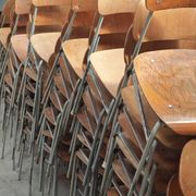 Set of 6 metal and wood school chairs  
Former Czechoslovakia 1960