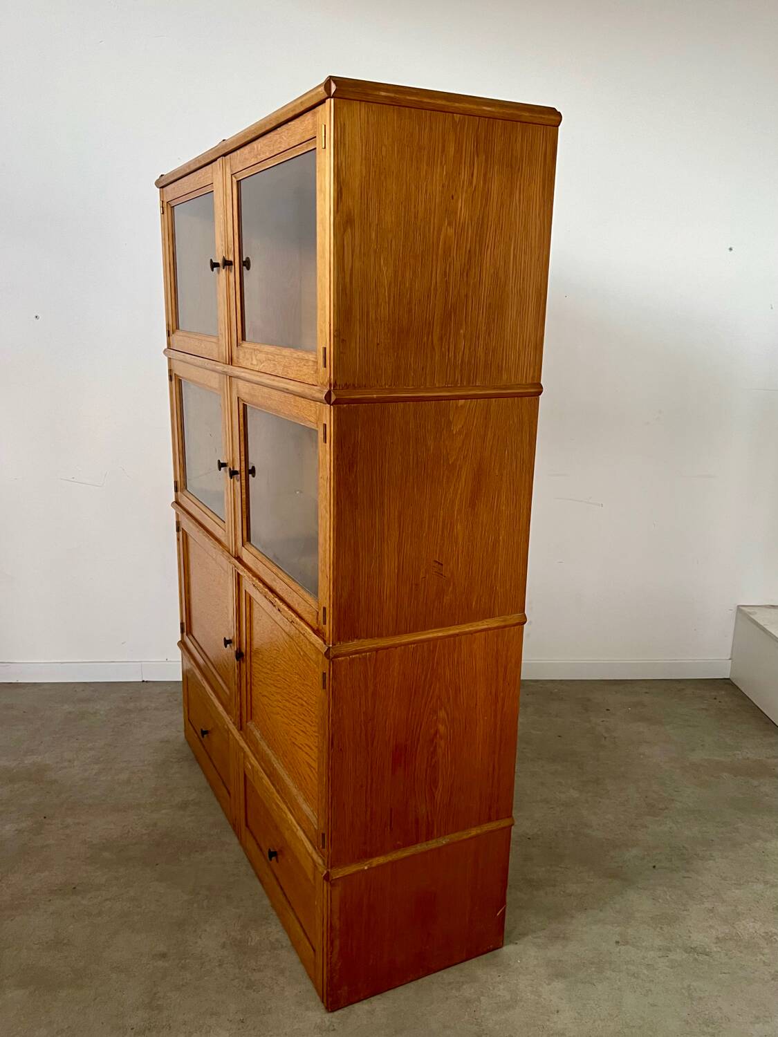 Old MD storage furniture bookcase design Martin Dupuis light oak 1950s vintage