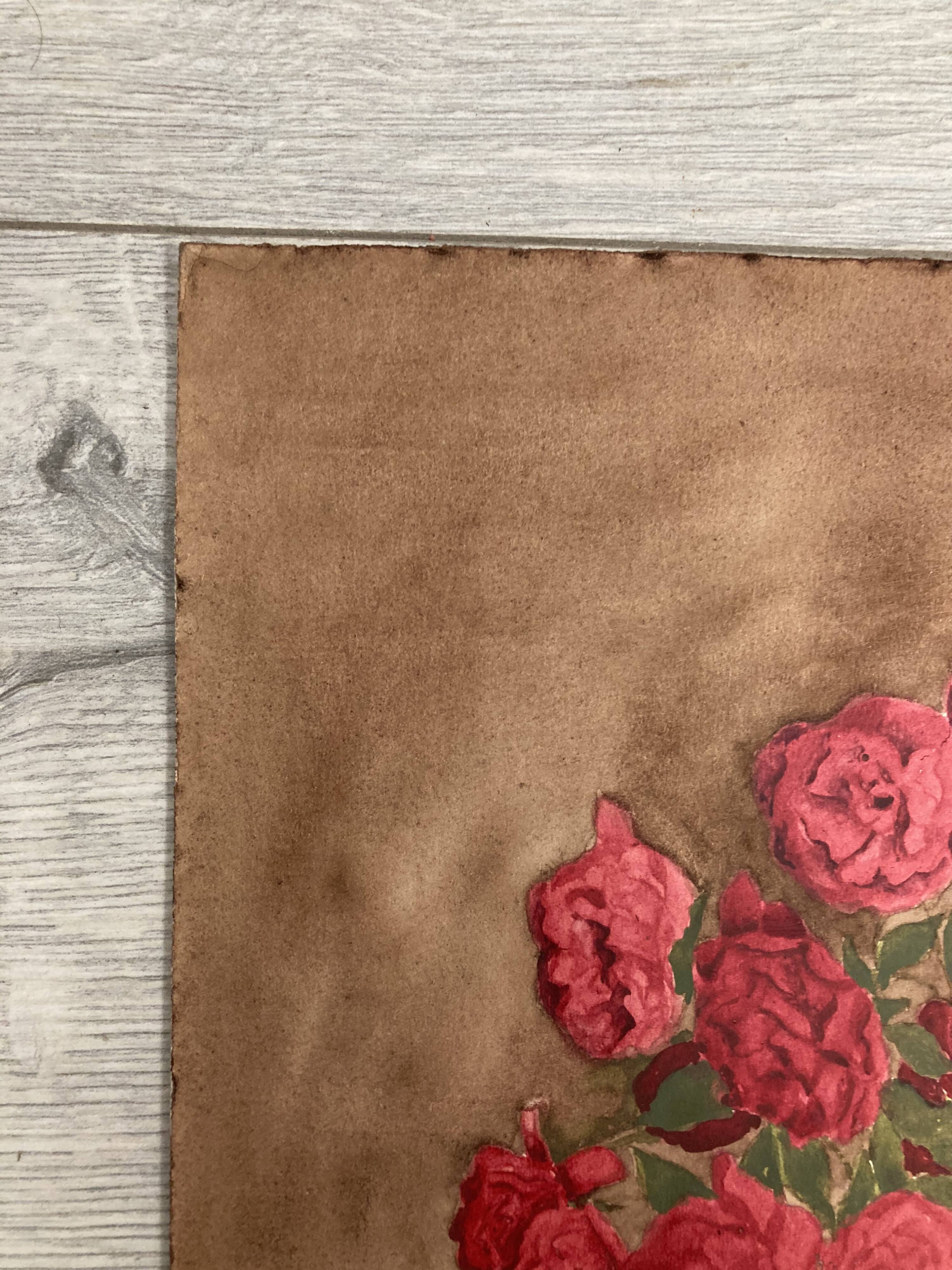 Watercolor with bouquet of roses