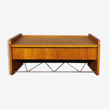 Scandinavian bedside wall shelf in teak