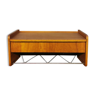 Scandinavian bedside wall shelf in teak