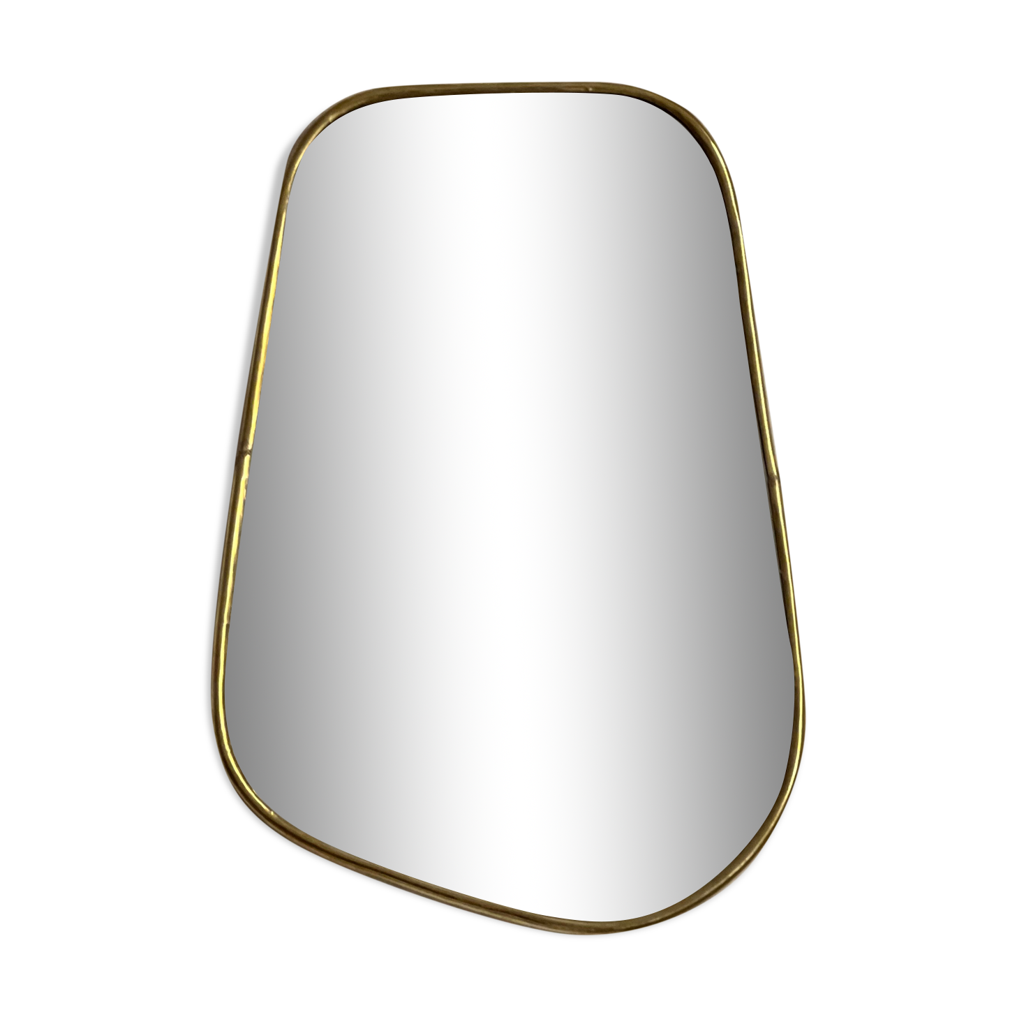 Organic trapeze mirror golden brass 43x40cm