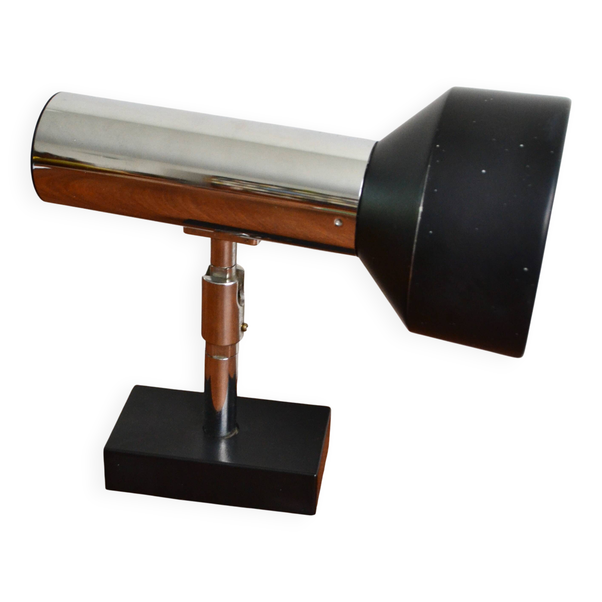 ERCO wall light spotlight 70s chrome black metal